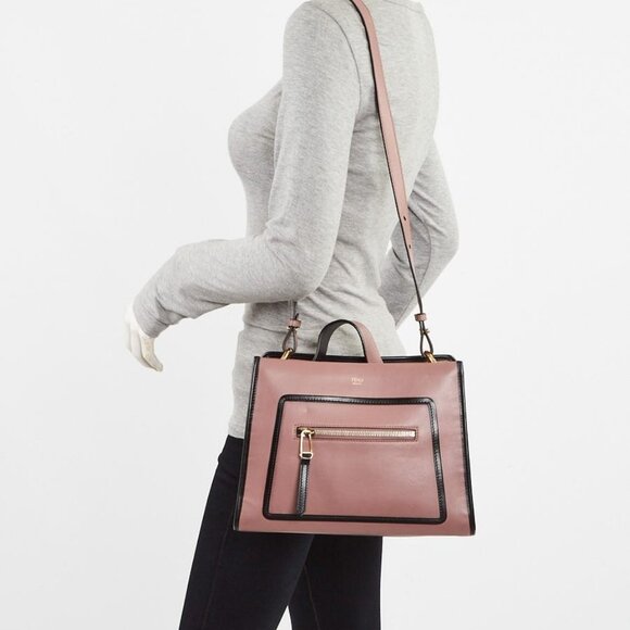 Fendi Pink/Black Calfskin Leather Runaway Small Bag - Picture 1 of 12
